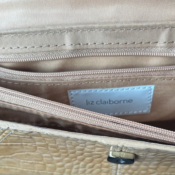 Liz Claiborne Tan Crocodile-Embossed Shoulder Bag - Picture 3 of 5